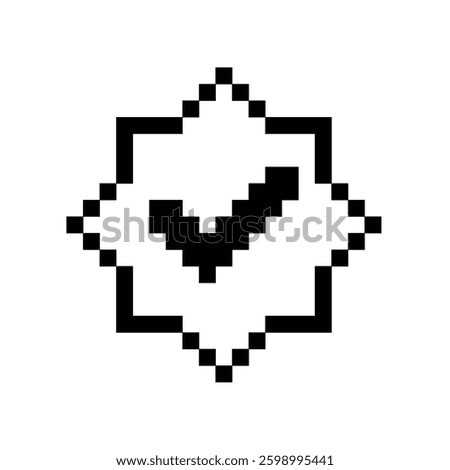 pixelated verified badge icon sign