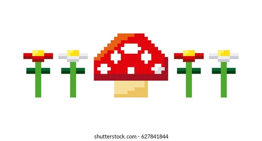 pixelated video game icons