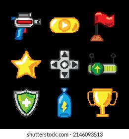 Symbolsatz für verpixelte Videospiele