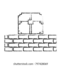 pixelated video game treasure chest brick wall