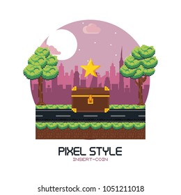 Pixelated videogame scenery