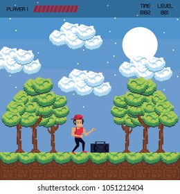 Pixelated videogame scenery