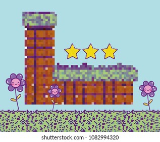 Pixelated videogame scenery