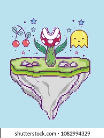 Pixelated videogame scenery