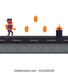 Pixelated videogame scenery