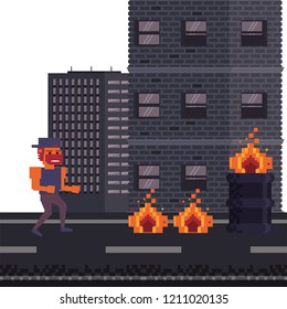 Pixelated videogame scenery