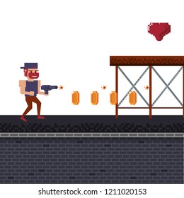 Pixelated videogame scenery
