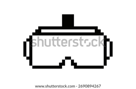 Pixelated Virtual Reality Headset Icon on White Background for Gaming Concepts