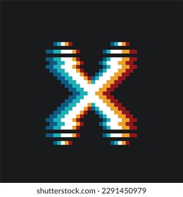 Pixelated White Crossover Mark with Shining Lens Leak, Black Background