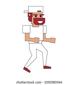 Pixelated white gangster character