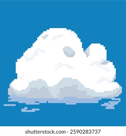 Pixelated white outline of a cloud, retro 8-bit style, perfect for sky, weather, and digital themes.
