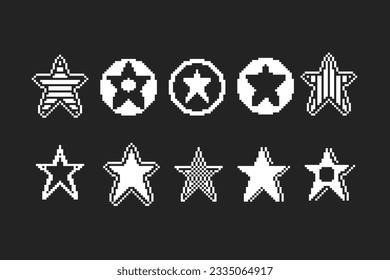 conjunto de colecciones de estrellas blancas pixeladas