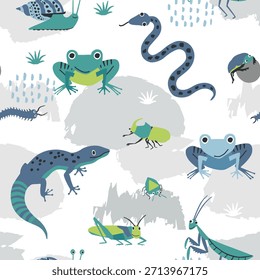 Patrón de vida silvestre pixelado - Retro diseño de animales digitales sin fisuras