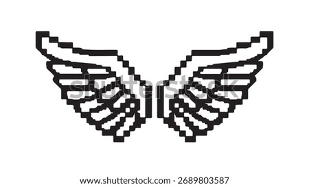 Pixelated wings with transparent background
