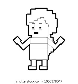 Pixelated woman character