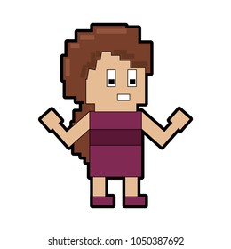 Pixelated woman character