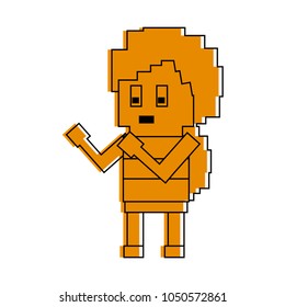 Pixelated woman character