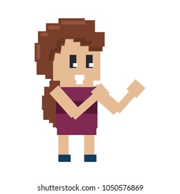 Pixelated woman character