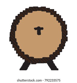 Pixelated wooden beer barrel on a white background, Vector illustration