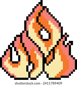 El fuego del año 2000 se pixeló. Pixel art. 1990 años 2000. Vector.