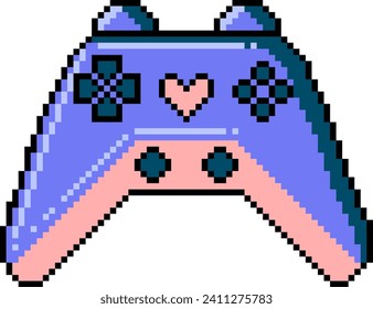 Pixelated Y2K game controller. Pixel art 1990s 2000s. Vector.