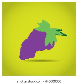 Pixeled grapes, video game, Vector illustration