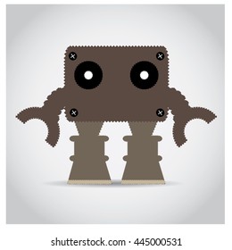 Pixeled robot, video game, Vector illustration