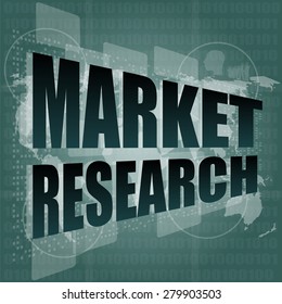 Pixeled word Market research on digital screen 3d vector