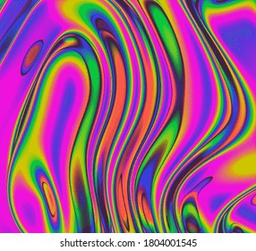 Pixelized and glitched screen with holographic rainbow stains. Abstract vector background.