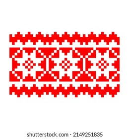Patrón Pixelizado Vyshyvanka Tradicional de etnia ucraniana sin foco ornamento eslavo patrón