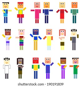 pixelized people, vector