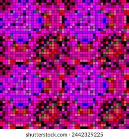 Pixelized texture of full-color abstract symmetrical multicolor