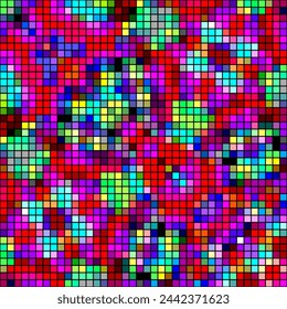 Pixelized texture of full-color abstract symmetrical multicolor