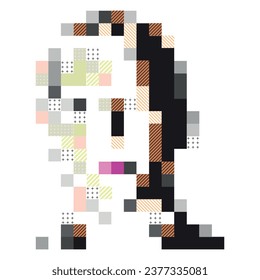 Un visage pixellisé fait de motifs