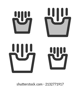 Pixel-perfect   french fries  linear  icon built originally on two base grids of 32 x 32 and 24 x 24 pixels. In two-color and one-color versions. Editable strokes