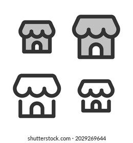 Icono de Pixel-perfecto de escaparate construido originalmente en dos cuadrículas base de 32 x 32 y 24 x 24 píxeles. En versiones de dos colores y de un solo color. trazos editables	