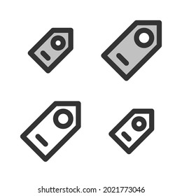 Pixel-perfect icon of tag built originally on two base grids of 32 x 32 and 24 x 24 pixels. In two-color and one-color versions. Editable strokes	