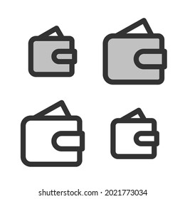 Pixel-perfect icon of wallet built originally on two base grids of 32 x 32 and 24 x 24 pixels. In two-color and one-color versions. Editable strokes	