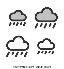 Pixel-perfect linear heavy rainfall icon built originally on two base grids of 32 x 32 and 24 x 24 pixels. In two-color and one-color versions. Editable strokes