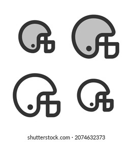 Pixel-perfect  linear  icon of  american football player helmet built originally on two base grids of 32 x 32 and 24 x 24 pixels. In two-color and one-color versions. Editable strokes