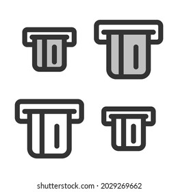 Pixel-perfect Linear Icon Of ATM Card Slot Built Originally On Two Base Grids Of 32 X 32 And 24 X 24 Pixels. In Two-color And One-color Versions. Editable Strokes	