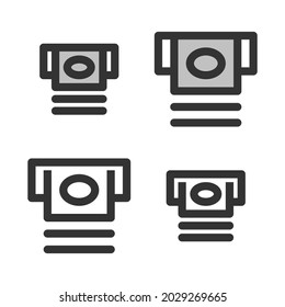 Pixel-perfect Linear  Icon Of ATM Cash Withdrawal Built Originally On Two Base Grids Of 32 X 32 And 24 X 24 Pixels. In Two-color And One-color Versions. Editable Strokes	