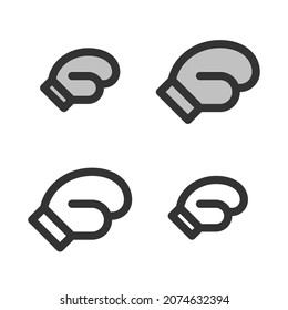 Pixel-perfect  linear  icon of boxing glove built originally on two base grids of 32 x 32 and 24 x 24 pixels. In two-color and one-color versions. Editable strokes