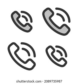 Pixel-perfect linear icon of handset while talking built originally on two base grids of 32 x 32 and 24 x 24 pixels. In two-color and one-color versions. Editable strokes