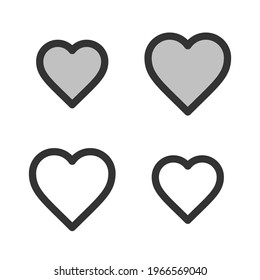 Pixel-perfect linear icon of heart built on two base grids of 32x32 and 24x24 pixels for easy scaling. The initial base line weight is 2 pixels. In two-color and one-color versions. Editable strokes