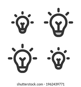 Pixel-perfect linear icon of a lamp radiating light built on two base grids . The initial line weight is 2 pixels. In two-color and one-color versions. Editable strokes