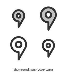 Pixel-perfect linear icon of location pin built originally on two base grids of 32 x 32 and 24 x 24 pixels for easy scaling. In two-color and one-color versions. Editable strokes	