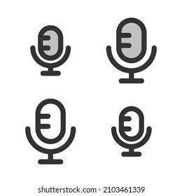 Pixel-perfect linear icon of microphone built originally on two base grids of 32 x 32 and 24 x 24 pixels. In two-color and one-color versions. Editable strokes