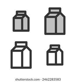 Pixel-perfect linear icon of milk carton  built on two base grids of 32 x 32 and 24 x 24 pixels for easy scaling.  In two-color and one-color versions. Editable strokes