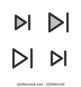 Pixel-perfect linear icon of next track  built originally on two base grids of 32 x 32 and 24 x 24 pixels. In two-color and one-color versions. Editable strokes
